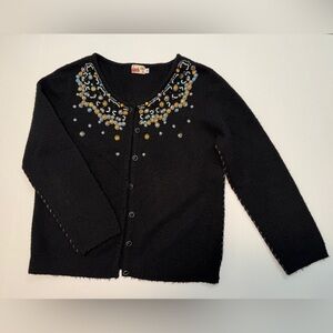 San Joy Vintage Beaded Jeweled Cardigan Sweater Wool Medium